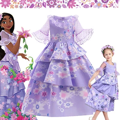 Girls Kids Encanto Isabella Princess Dress Up Costume Party Birthday Outfit Gift - Image 1 of 4