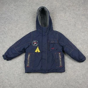 VINTAGE Oshkosh Bgosh Jacket Boys 5 5T Toddler Blue Coat Parka Boy Scout Patches - Picture 1 of 15