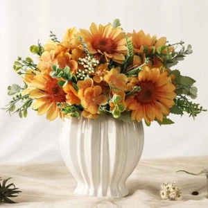 Artificial Sunflowers Flowers in Vase Fake Silk Flowers Arrangement with Vase... - Picture 1 of 7