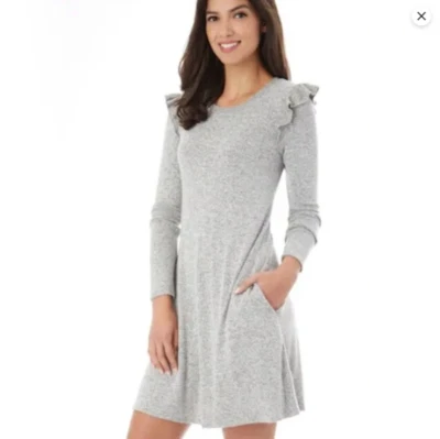 Iz Byer мягкий оборкой рукав свитер платье серый EUC - Изображение 1 из 4