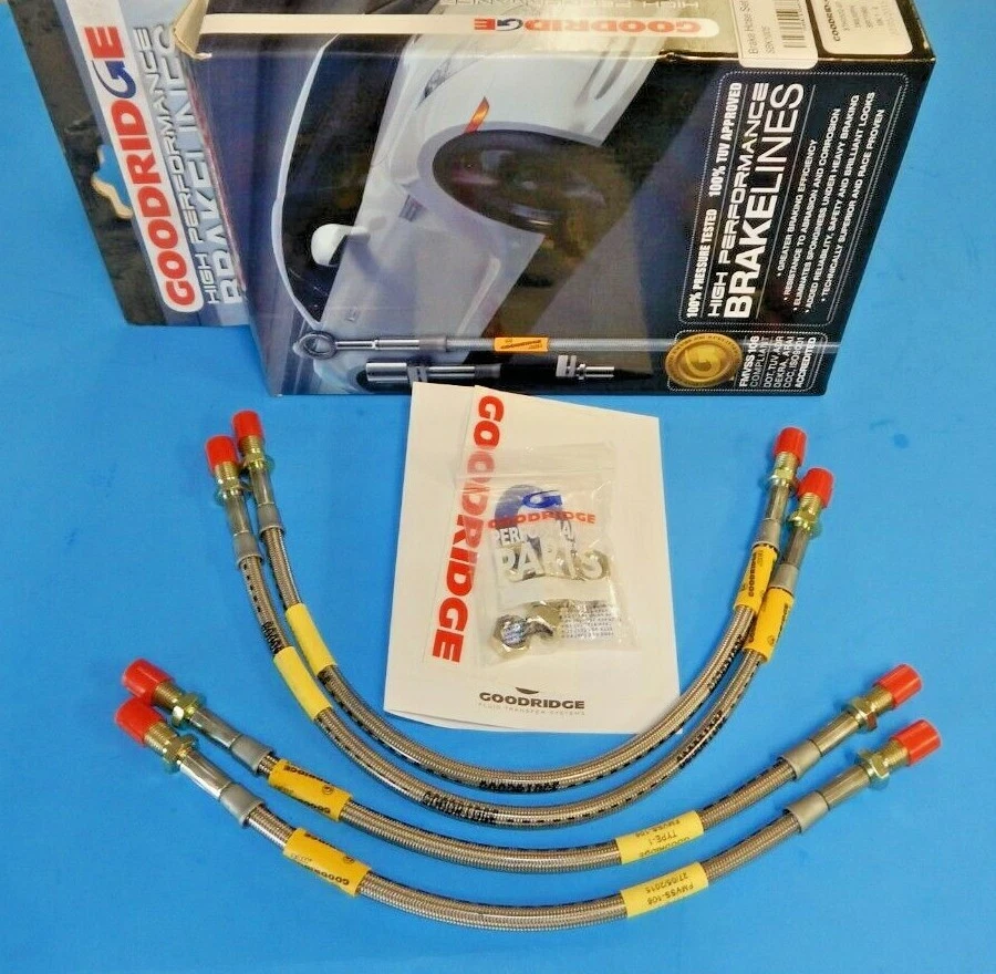 Nuevo juego de cuatro mangueras de línea de freno de acero inoxidable Goodridge Triumph Spitfire 1963-1972 Foto 1 de 1