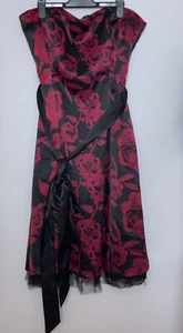 Vestido Ediciones Sin Tirantes Negro Mezcla Con Red Talla 16 - Imagen 1 de 6
