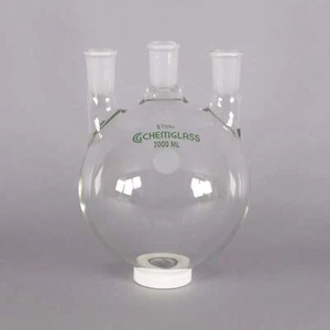 Chemglass 2000 ml bottiglia inferiore rotonda da parete pesante a 3 colli #CG-1522-50 - Foto 1 di 2