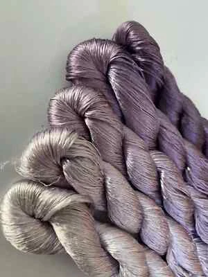 Modi Purple 100%mulberry hand-dyed wrapping velvet flower Twistless silk thread - Image 1 of 3