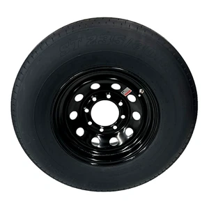 Trailer Tire On Rim ST235/80R16 Radial LRE 8 Lug 8x6.5" Modular Black Wheel - Picture 1 of 7