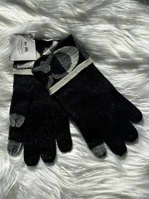 Новый с Ярлыками!  ТРЕНЕР ПОДПИСЬ ЧЕРНЫЙ ТРИКОТАЖ TECH ПЕРЧАТКИ - Изображение 1 из 4