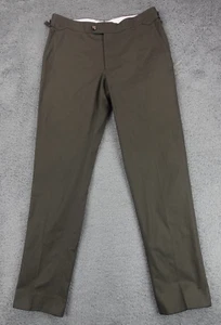 Suitsupply Dress Pants Mens 38 32x32 Green Slim Trouser Cotton Adjustable Waist - Picture 1 of 17