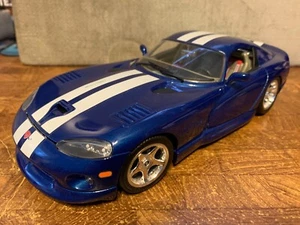 Burago Dodge Viper GTS coupe blue white stripe doors, hood, hatch, spare tire - Picture 1 of 11