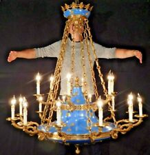 MASSIVE French Napoleonic Bees EMPIRE Brass 18 Arm 18 Lite Chandelier 48W x 52T