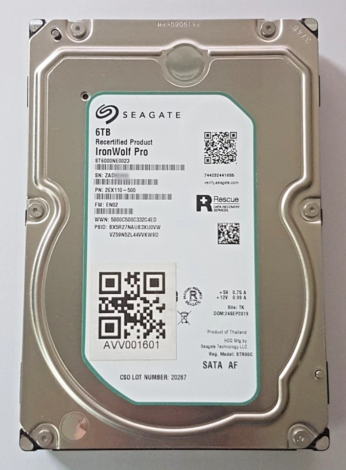 6 TB SATA Seagate IronWolf Pro ST6000NE0023 Nas HDD 7.2K 256MB 3.5 " Recertified - Image 1 of 1