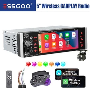 5" Autoradio 1 DIN Wireless Apple CarPlay Touch Screen Bluetooth AUX USB SD Kam - Bild 1 von 15