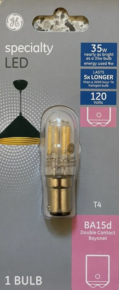GE 35-Watt Clear T4 Double Contact Bayonet Base LED Bulb - BA15d - NEW - Image 1 of 1