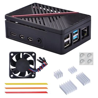 Gehäuse für Raspberry Pi 4 ABS Gehäuse mit 40mm Lüfter und 4pcs Aluminium Küh... - Bild 1 von 4