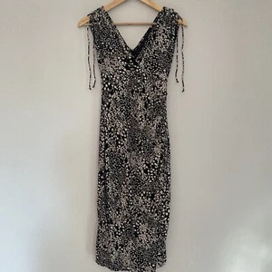 Isabella Oliver Black Floral Rouched Front Dress . Size 1 - Picture 1 of 7