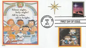 SNOOPY CHRISTMAS SILENT NIGHT CHARLIE BROWN PEANUTS NATIVITY FDC- DWc - Picture 1 of 1
