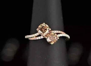 2 Ct Round Cut Lab-Created Chocolate Diamond Her Band Ring 14K Rose Gold Plated - Picture 1 of 5