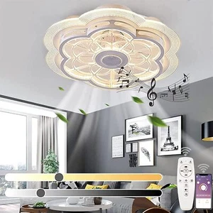 XD11 Bluetooth Bladeless Ceiling Fan Light LED Dimmable Chandelier & Remote Lamp - Picture 1 of 18