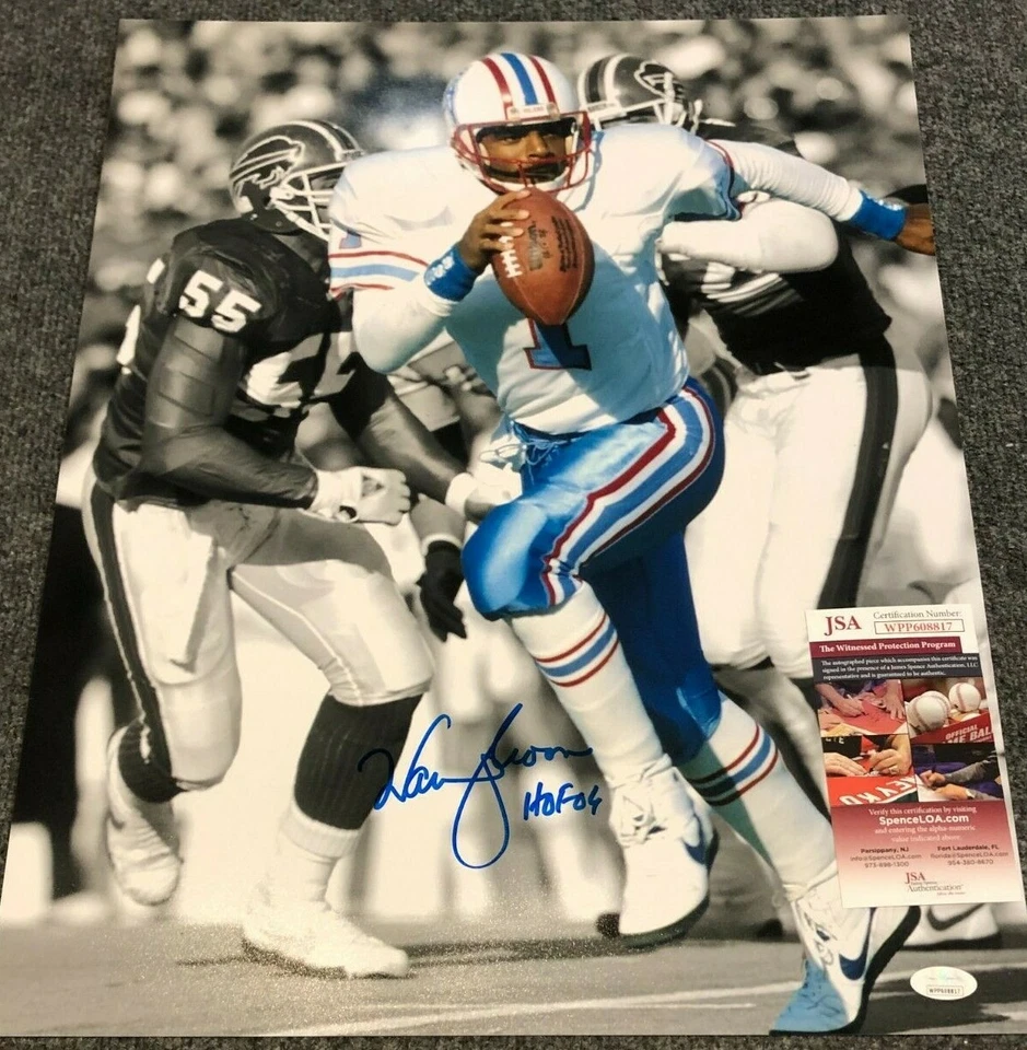 HOUSTON OILERS WARREN MOON AUTOGRAPHED SIGNED INSCRIBED 16x20 PHOTO JSA COA    - Image 1 of 1