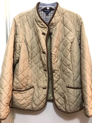 Abrigo Chaqueta Acolchada Aislante Talla XL Borde Pana Tostado Para Mujer St. John's Bay Foto 1 de 4