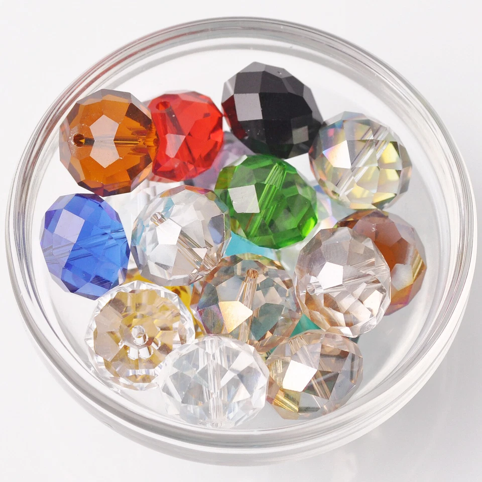 10pcs 18x13mm Big Rondelle Faceted Crystal Glass Loose Beads for Jewelry Making - Image 1 of 4
