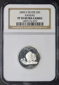 2005-S Silver State Quarter - Kansas - NGC PF70 Ultra Cameo - ✪COINGIANTS✪ - Picture 1 of 2