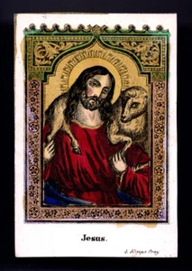 santino incisione 1800 GESU' BUON PASTORE dip. a mano KOPPE - Picture 1 of 1