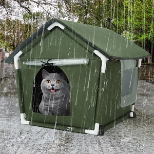 Casa para gatos al aire libre resistente a la intemperie refugios para gatos salvajes casa para gatos interior con - Imagen 1 de 12