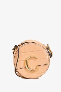 Chloe C Mini Round Milky Orange Croc-Embossed Crossbody Bag - Bild 1 von 10