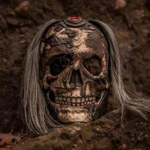Dark Necromancer Helm, Full-Size Skull Mask, Handmade Skeleton Mask for Cosplay - Picture 1 of 11