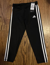 Adidas 3 Stripe Leggings for Girls Large(14)Black 3 Stripes Retails