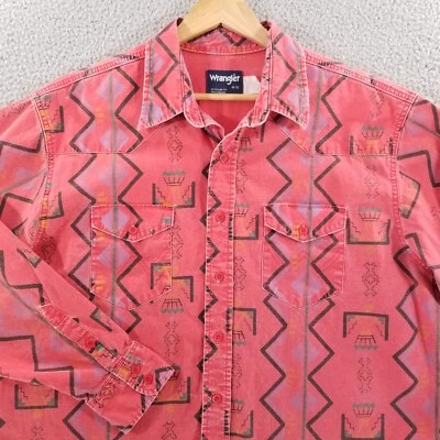 Vtg Wrangler Brushpopper XXL Red Aztec Thunderbird Rodeo Cowboy Southwest 18 35 - Image 1 of 4