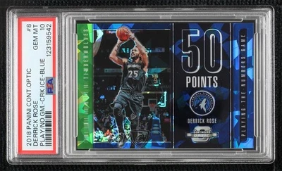 2018-19 Panini Contenders Optic Blue Cracked Ice Derrick Rose #8 PSA 10 GEM MT - Image 1 of 2