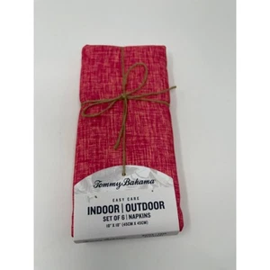 Tommy Bahama Napkins Easy Care Indoor Outdoor Orange/Pink 6pc NEW - Picture 1 of 2