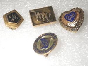 4 vintage 14K solid gold award pin, tie tacks, Fraternity, company, school - Picture 1 of 5