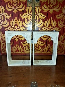 UN PAR DE ESTANTES DE ARCO DE MADERA RECUPERADA ESTILO VINTAGE INDIO HECHOS A MANO - Imagen 1 de 11