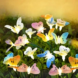 Solar Garden Lights, 2 Pack Butterfly Solar Lights Outdoor with Glowing Wings... - Picture 1 of 7