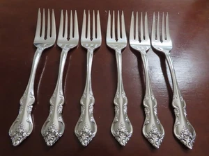 IS ORLEANS Set of 6 Salad Forks Deep Silver Vintage Silverplate Flatware Lot C - Picture 1 of 7