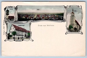 EARLY 1900's GRUSS aus WEILHEIM ANTIQUE POSTCARD - Picture 1 of 2