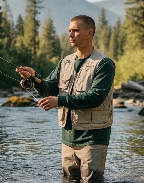 Chaleco utilitario de viaje al aire libre Royal Robbins XL beige nailon forrado de malla multibolsillo Foto 1 de 4