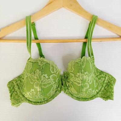 Kayser Bra 12C Green Moulded Cup Lacy Bow Underwire - image 1 of 4