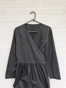 COS Black Medium Pleated Skirt Fold Over Wrap Dress Pockets - Picture 1 of 17