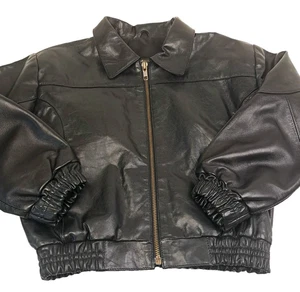 Wilsons Leder Kinder Biker Jacke mit Kappe SIEHE MASSE Moto Motorrad schwarz  - Bild 1 von 15