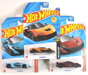3 Car Hot Wheels McLaren Lot W1 Orange HW P1 Blue & Red Race Day Quarter Mile - Picture 1 of 4