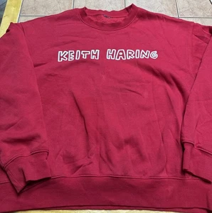 Keith Haring H&M Oversized Fit Red Sweatshirt N.Y.C. Brasil 1986 Graphic Sz XXL - Picture 1 of 7