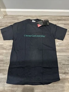 Vtg 90s Choose God Everyday T Shirt Sz L Options Made In USA SS NWT Blue - Picture 1 of 8