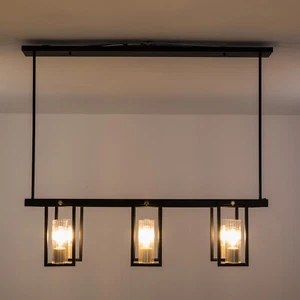 Modern 6-Light Kitchen Linear Pendant Light Fixture Gold Finish with Clear Glass - Picture 1 of 16