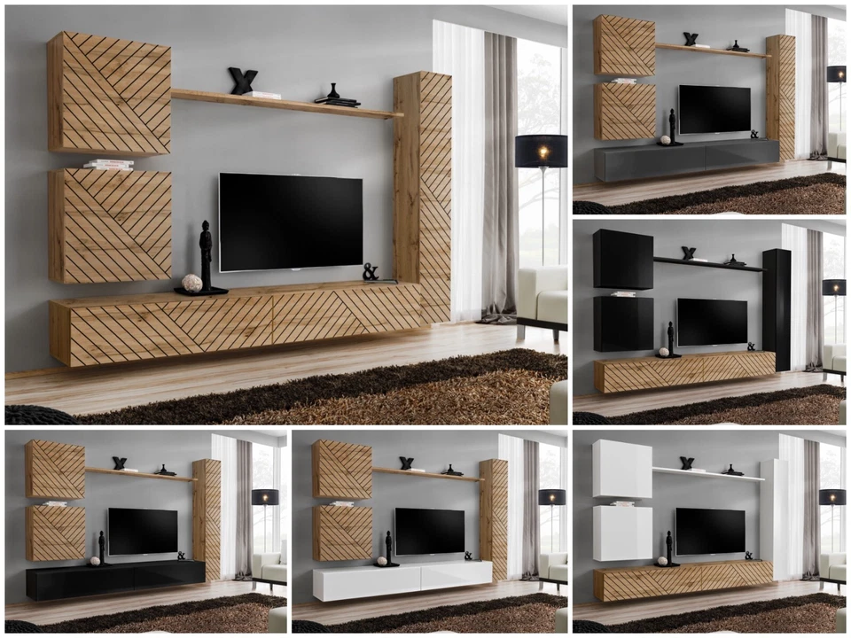 ASM Parete attrezzata parete soggiorno parete armadio SWITCH VIII Wotan lamelle lucide push click