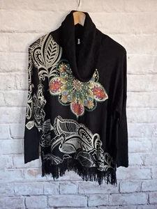 Maglione da donna Desigual maglione a maglia top taglia S nero collo rotondo - Foto 1 di 7
