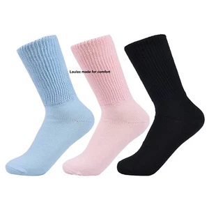Laulax women diabetic socks comfortable top loose gentle cotton seamless 3 pairs - Picture 1 of 24