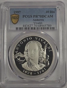 1997 Andorra Silver 10 Diners - Antonio Vivaldi - PCGS PR 70 DCAM - Picture 1 of 6